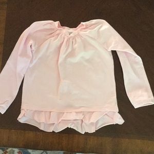Singed-Neck Baby Pink Ruffle Long Sleeve